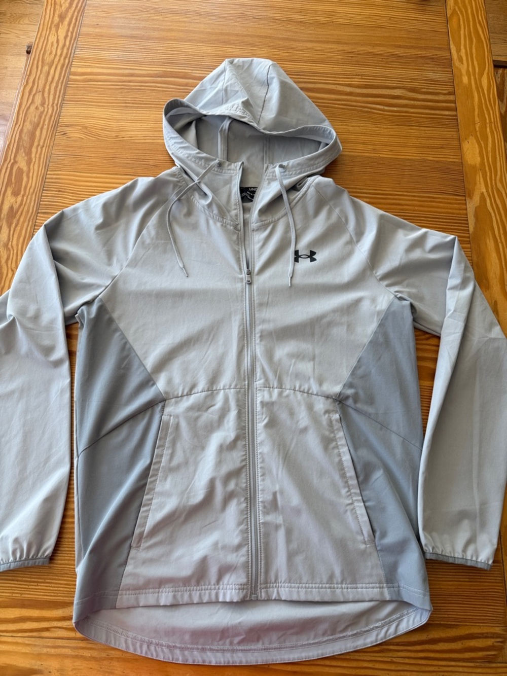 Under Armour Light Gray Full-Zip Hooded Windbreaker
